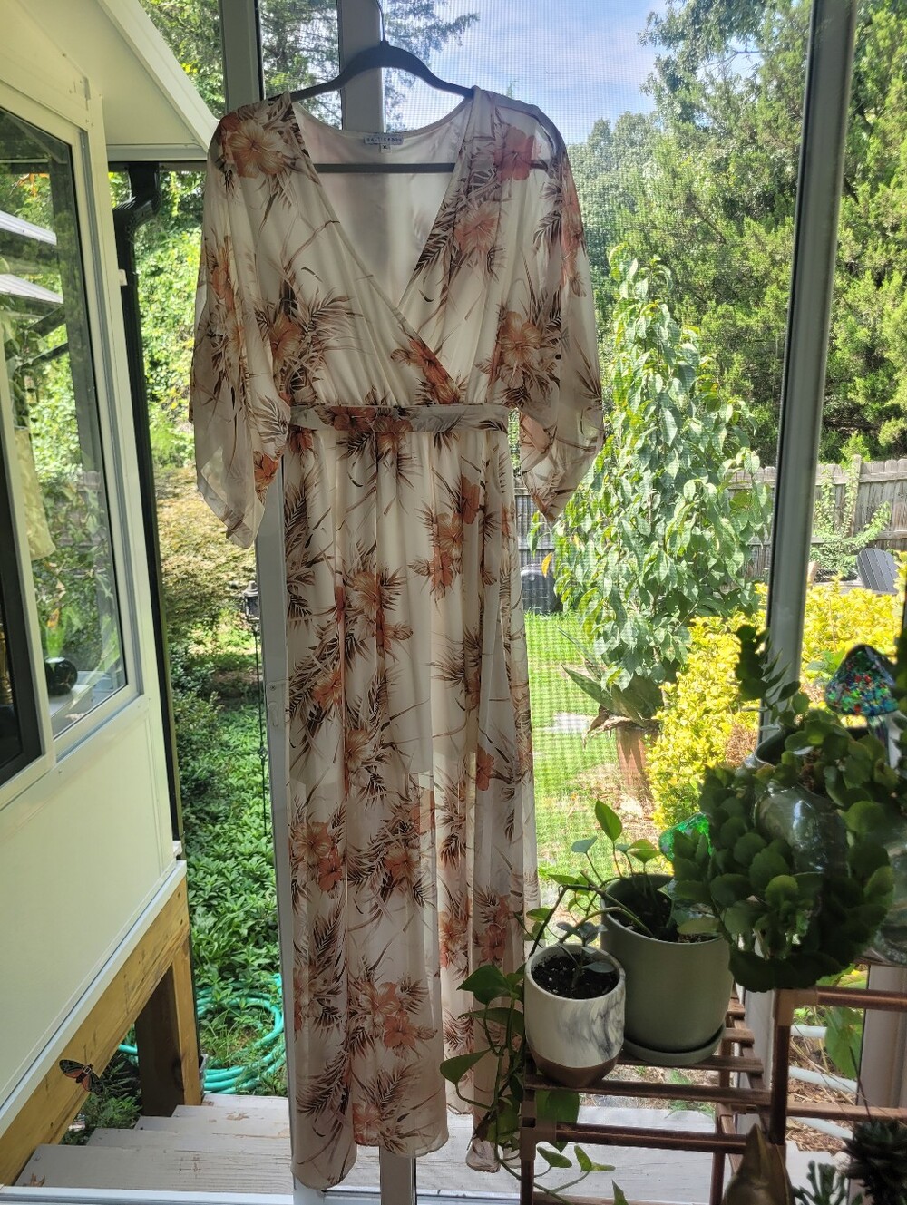 Baltic Born Kia Kimono Maxi Dress with Peach Floral Print